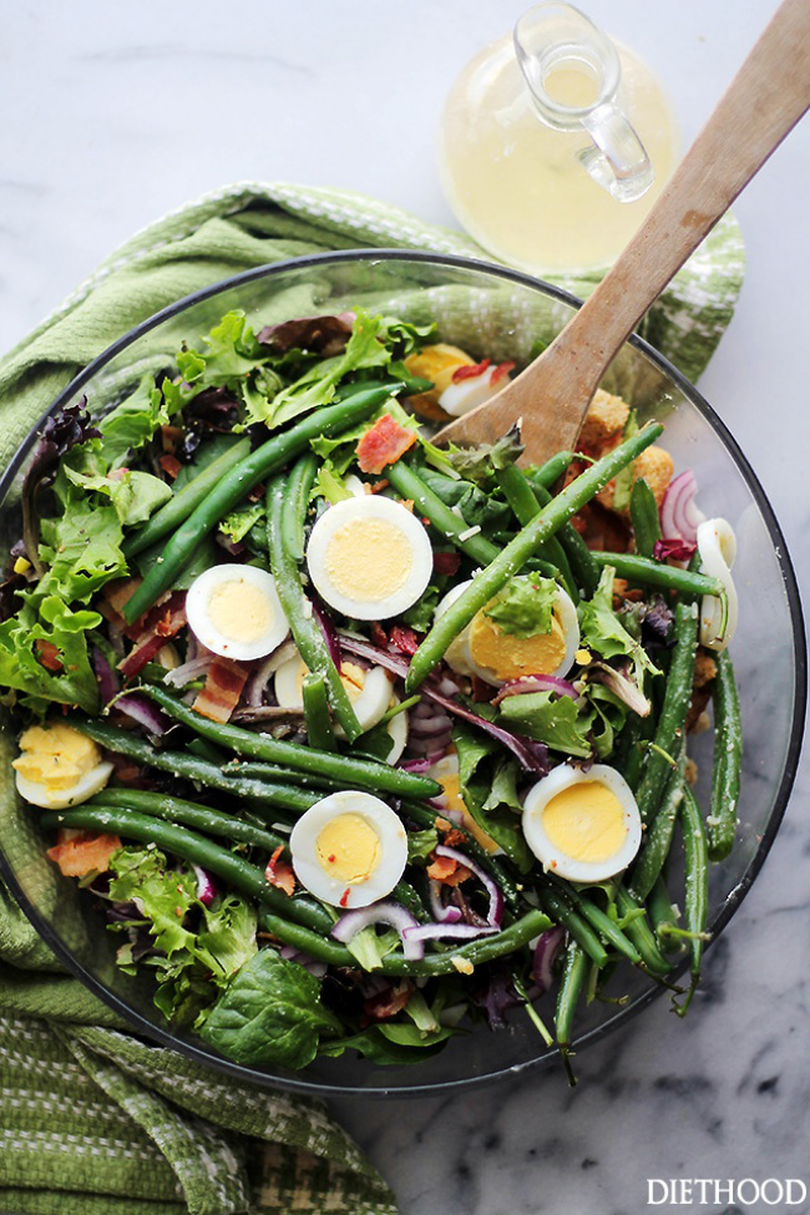 Salada leve com vagens verdes